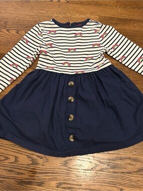 Mini Boden Rainbow and Stripes hopscotch dress with gathered skirt